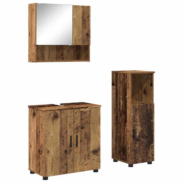 vidaXL Badezimmerm&ouml;bel-Set 3 pcs Altholz Holzwerkstoff & Metall