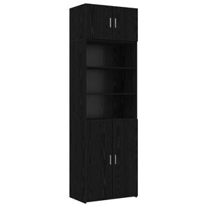 vidaXL Lagerschrank mit Regalen Schwarze Eiche 70 x 42,5 x 225 cm