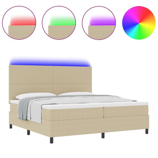 vidaXL Boxspringbett Hellgrau und Wei&szlig; 203 x 200 x 128 cm Cordstoff