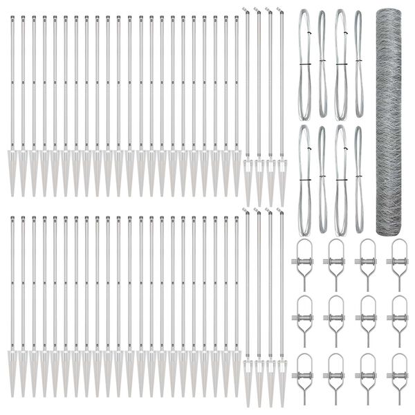 vidaXL Zaunpfosten Silber 100 x 1,2 m (50 mm Maschenweite) Stahl