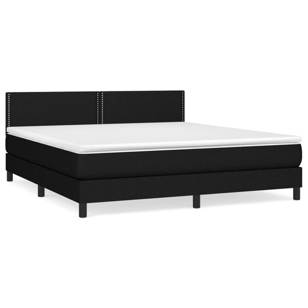 vidaXL Boxspringbett mit Matratze Schwarz 180x200 cm Stoff