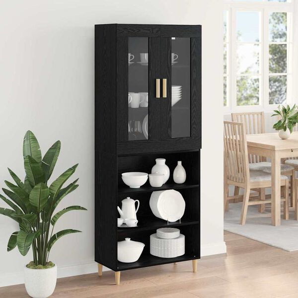 vidaXL Highboard Schwarz Eichen-Optik 69,5 x 34 x 180 cm
