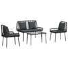 vidaXL Gartenm&ouml;bel Set mit Kissen 4 pcs Schwarz und Creme Poly-Rattan