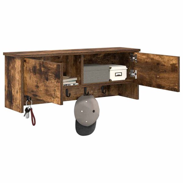 vidaXL Wandmontierter nachttisch Ger&auml;ucherte Eiche 80 x 20 x 30 cm