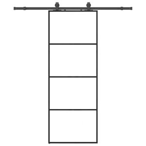 vidaXL Schiebet&uuml;r mit Beschlag Schwarz 76x205 cm ESG-Glas