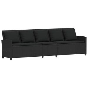 vidaXL Gartensofa 5-Sitzer mit Kissen Schwarz Poly Rattan
