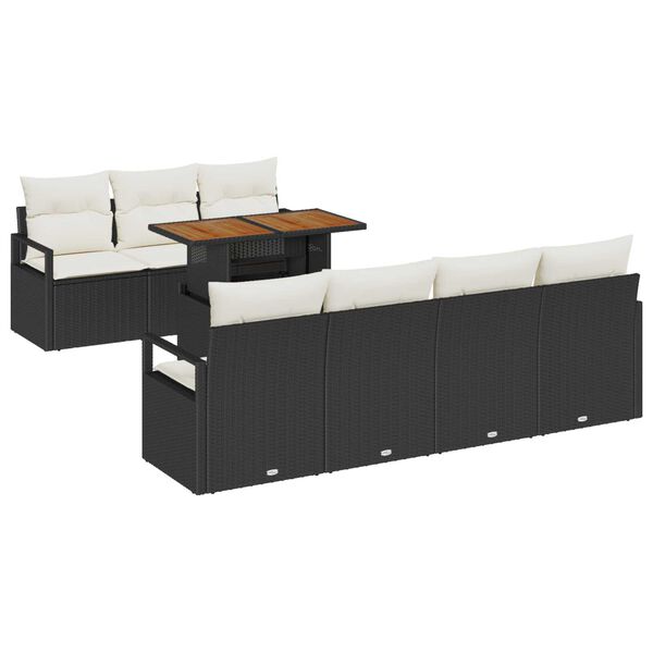 vidaXL Garten-Sofa-Set mit Speicher 8 pcs Schwarz Poly Rattan