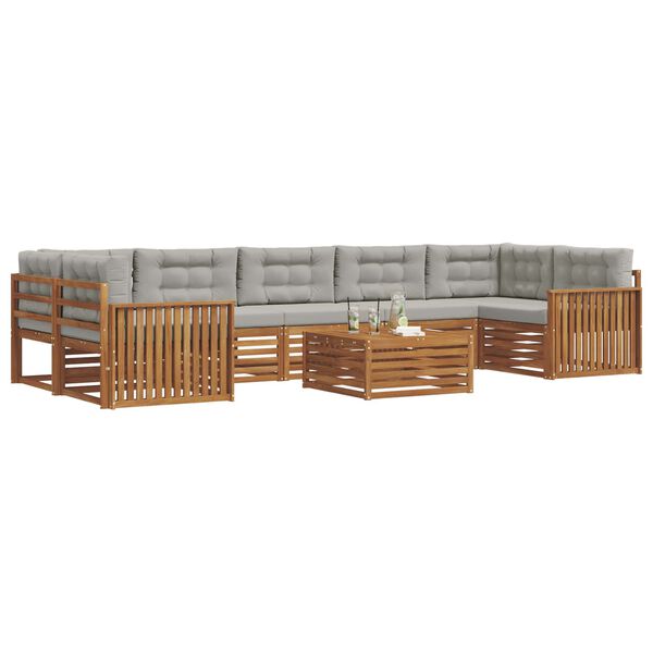 vidaXL Outdoor-Sofagarnitur mit Kissen 8 pcs Nat&uuml;rlich und Hellgrau