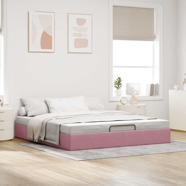 vidaXL Ottoman-Bett ohne Matratze Rosa 200x200 cm Samt
