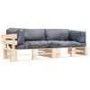 vidaXL 2-tlg. Outdoor-Sofa-Set Paletten mit Kissen in Grau Kiefernholz