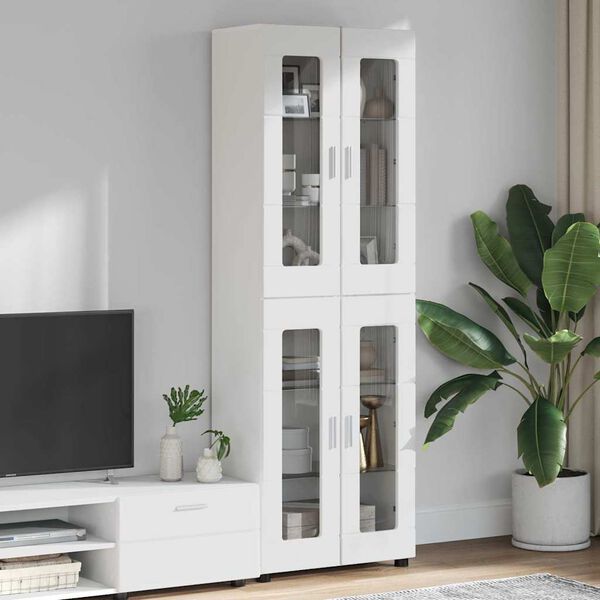 vidaXL Highboard mit Regal FLORIN Wei&szlig; 60 x 35 x 182 cm Holzwerkstoff