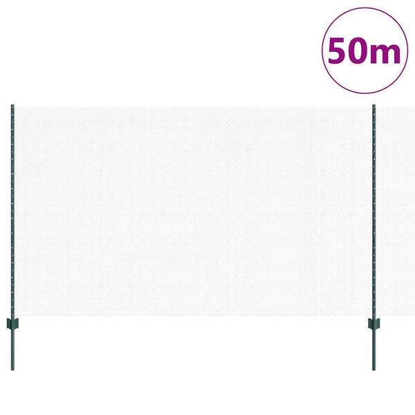 vidaXL Zaun mit Pfosten Gr&uuml;n 1,4 x 50 m Stahl und PVC