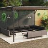 vidaXL 14-tlg. Garten-Lounge-Set mit Kissen Poly Rattan Dunkelgrau