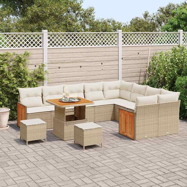 vidaXL Gartensofa-set mit Kissen 12 pcs Beige und Creme
