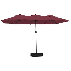 vidaXL Doppel-Sonnenschirm mit LED-Leuchten Bordeauxrot 449x265 cm