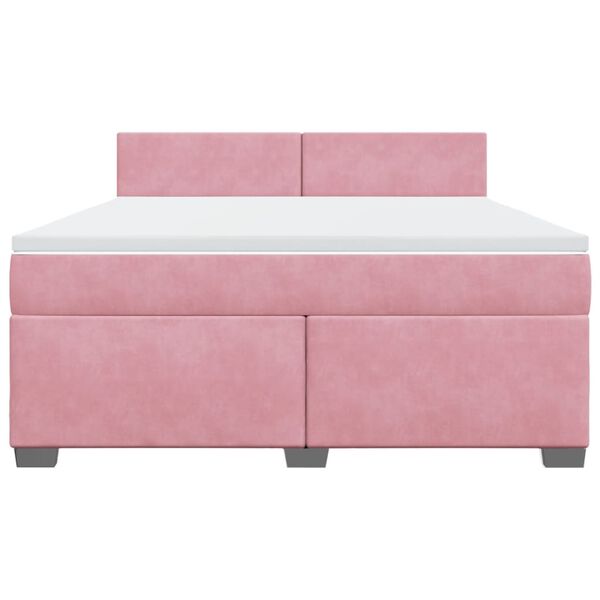 vidaXL Boxspringbett mit Matratze Rosa 180x200 cm Samt