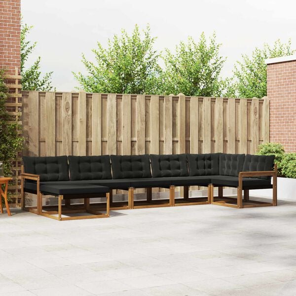 vidaXL Outdoor-Sofagarnitur mit Kissen 21 pcs Nat&uuml;rlich und Schwarz