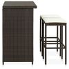 vidaXL 3-tlg. Bar Set Poly Rattan Braun