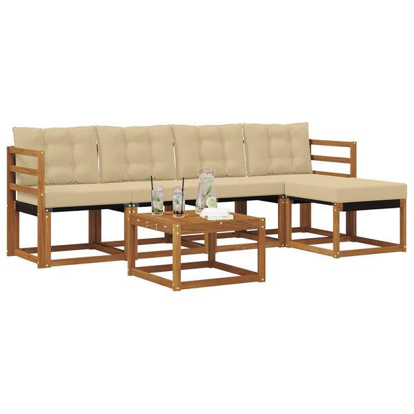 vidaXL Outdoor-Sofagarnitur mit Kissen 6 pcs Natur und Beige