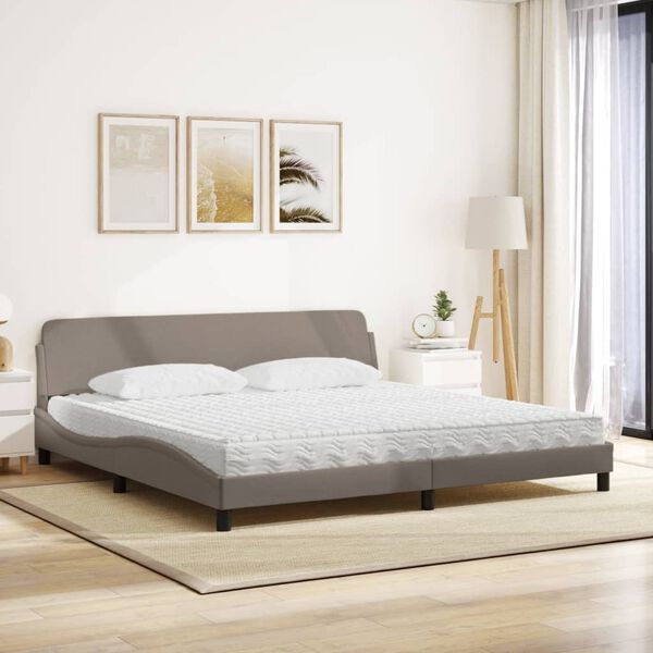 vidaXL Bett mit Matratze "Dover" Taupe 200x200 cm Stoff