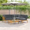 vidaXL Sofa Set mit Kissen Uni 4 pcs Anthrazit Massivholz Akazie
