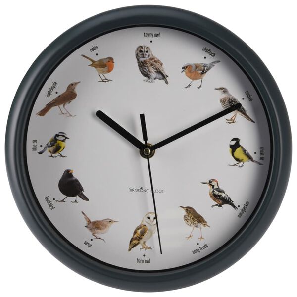 H&S Collection Wanduhr mit Vogelgesang 25 cm