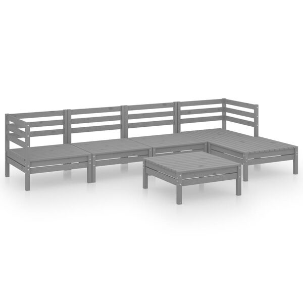 vidaXL 6-tlg. Garten-Lounge-Set Massivholz Kiefer Grau