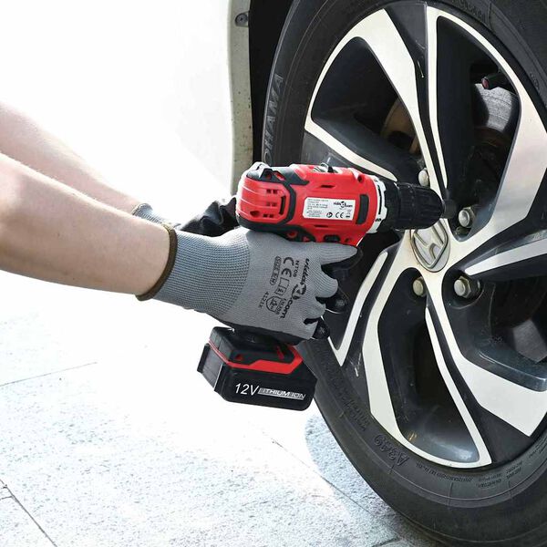 vidaXL Arbeitshandschuhe 24 pcs Grau und Schwarz 8 / m Polyester