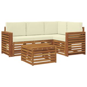 vidaXL Outdoor-Sofagarnitur mit Kissen 5 pcs Natur und Creme