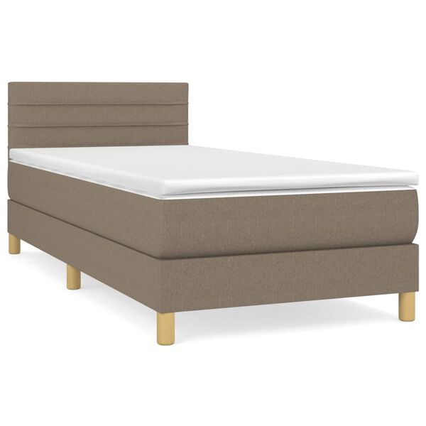 vidaXL Boxspringbett mit Matratze Taupe 90x190 cm Stoff