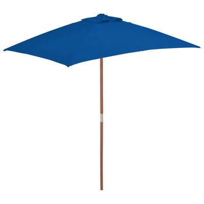vidaXL Sonnenschirm mit Holzmast Blau 150x200 cm