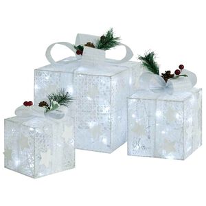 vidaXL Geschenkboxen Deko-Set 3 Stk. Wei&szlig; Outdoor Indoor