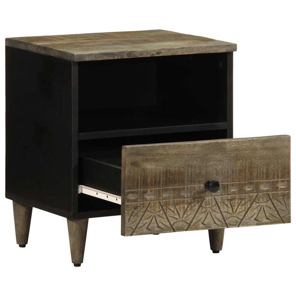 vidaXL Nachttisch Hellgrau 40x33x46 cm Massivholz Mango