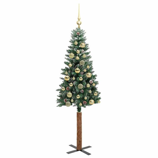 vidaXL Schlanker Weihnachtsbaum mit 150 LEDs Grün und Weiß 150 cm