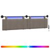 vidaXL H&auml;ngendes Kopfteil Mit LED Licht Grau Antikes PU