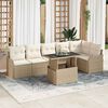 vidaXL Garten-Sofa-Set mit Kissen mit Kissen 7 pcs Beige Poly Rattan