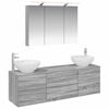 vidaXL Badezimmerm&ouml;bel-Set 4 stk. Grau Sonoma Ingenieurholz und Glas