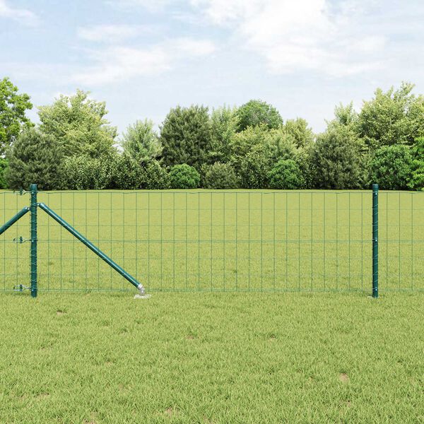 vidaXL Zaun mit Pfosten Gr&uuml;n 0,6 x 10 m Stahl und PVC
