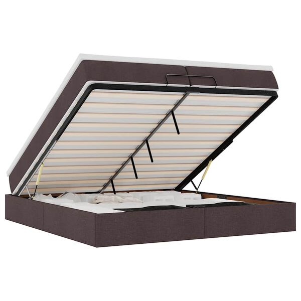 vidaXL Ottoman-Bett mit Matratzen Dunkelbraun 200x200 cm Stoff