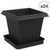 vidaXL Blument&ouml;pfe 24 stk. Schwarz Kunststoff