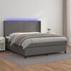 vidaXL Boxspringbett mit Matratze & LED Grau 180x200 cm Kunstleder
