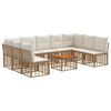 vidaXL Outdoor-Sofagarnitur 10 pcs Nat&uuml;rlich und Cremwei&szlig; Polyester