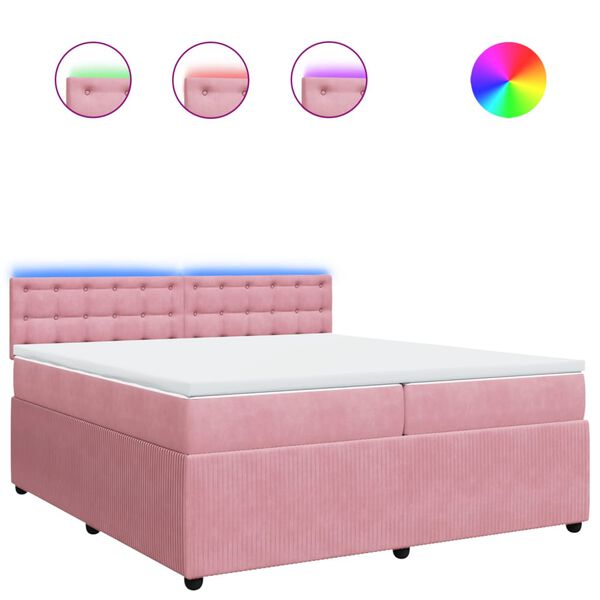 vidaXL Boxspringbett mit Matratze Rosa 200x200 cm Samt