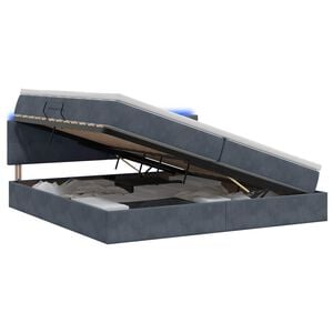 vidaXL LED-Speicherbett mit Matratze Dunkelgrau 200 x 200 cm Samt