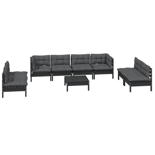 vidaXL 9-tlg. Garten-Lounge-Set mit Kissen Massivholz Kiefer