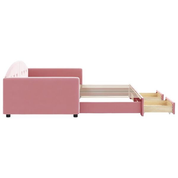 vidaXL Tagesbett Ausziehbar mit Schubladen Rosa 100x200 cm Samt