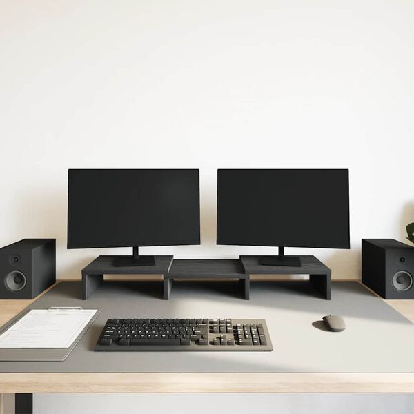 vidaXL Monitorständer Verstellbar Schwarz Eichen-Optik 60x24x10,5 cm