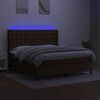 vidaXL Boxspringbett mit Matratze & LED Dunkelbraun 180x200 cm Stoff