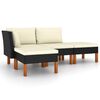 vidaXL 4-tlg. Garten-Lounge-Set mit Kissen Poly Rattan Schwarz