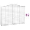 vidaXL Gabionen mit Hochbogen 6 Stk. 200x30x140/160cm Verzinktes Eisen